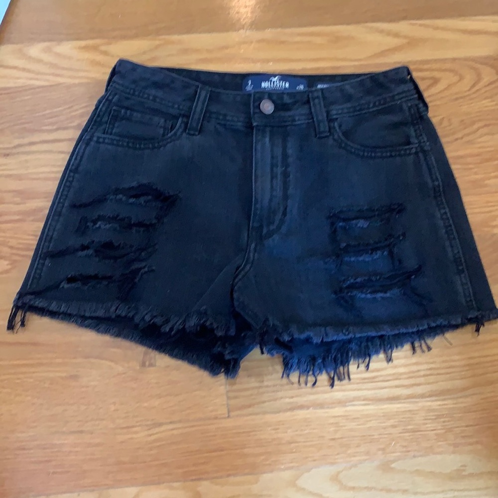 Hollister high waisted ripped black shorts